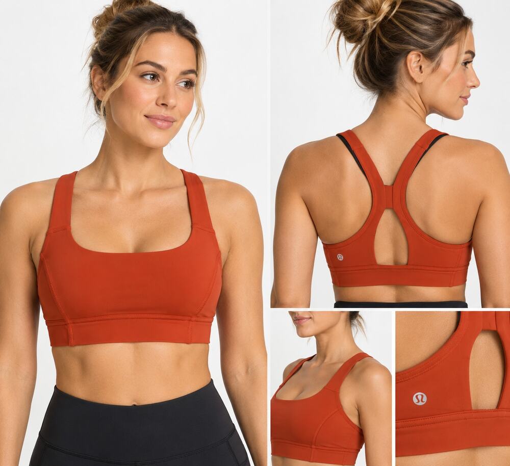 Lululemon Power Thru Bra Size 12 Burnt Orange/Rust NWT